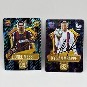 Lionel Messi & Kylian Mbappe Soccer Card 2024 Gold Printed Signatures